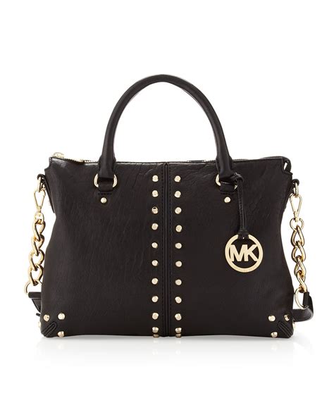 handbags michael kors black|Michael Kors black studded bag.